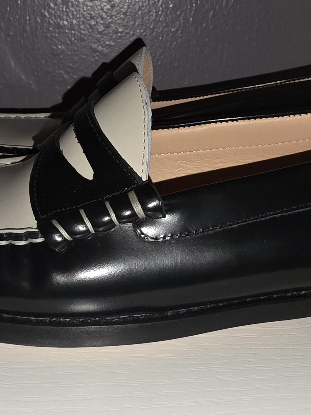 J. Crew Black and Cream Penny Loafers WOMENS - Picture 4 of 7
